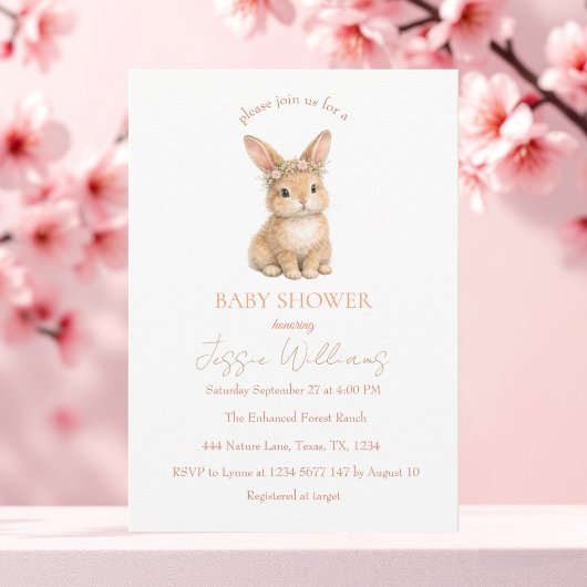 Easter Cute Bunny Rabbit Watercolor Baby Shower 招待状