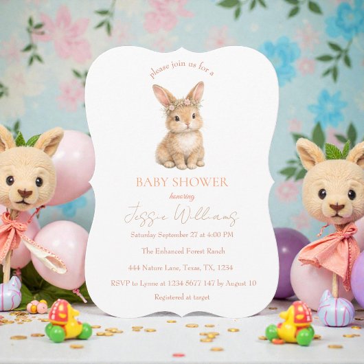 Easter Cute Bunny Rabbit Watercolor Baby Shower 招待状