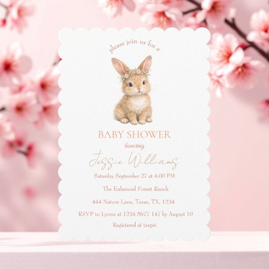 Easter Cute Bunny Rabbit Watercolor Baby Shower 招待状