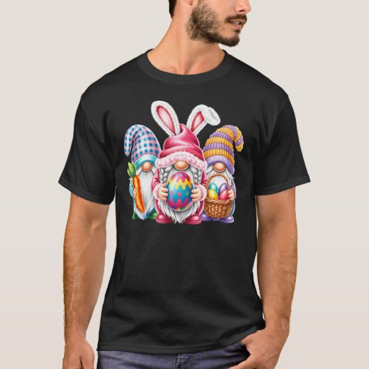 Easter Cute Gnomes Crew Bunny Ears Egg Hunt  Tシャツ (正面)