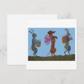  Easter Dachshund and bunnies marching シーズンカード (正面/裏面)