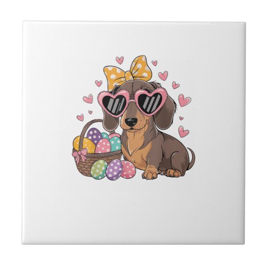 Easter Dachshunds Cute Dachshund T-Shirt タイル (正面)