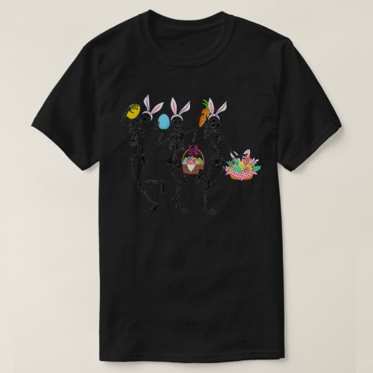 Easter Dancing Skeleton Dancer Bunny Ears Funny Ea Tシャツ (デザイン正面)