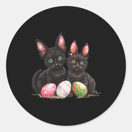 Easter Day Black Cat Easter Black Cat Easter Egg 1 ラウンドシール (正面)
