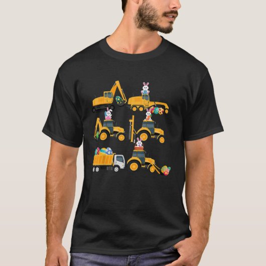 Easter day Bunny Construction Trucks  Boys Kids To Tシャツ (正面)