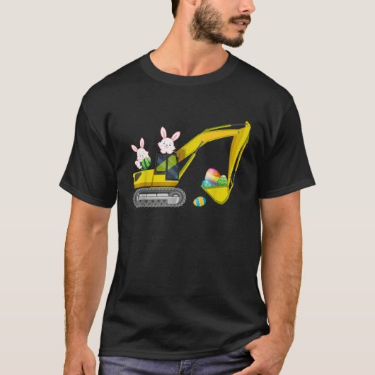 Easter Day Bunny Construction Trucks Eggs Boys Kid Tシャツ (正面)