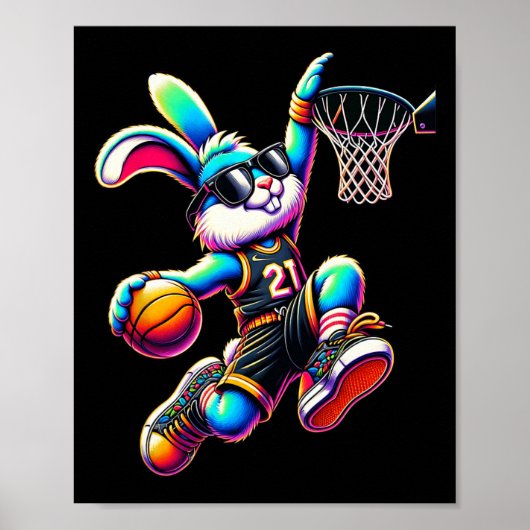 Easter Day Bunny Dunking Sketll Shirts For Boys Ki ポスター (正面)