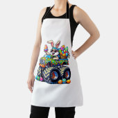 Easter Day Bunny Monster Truck Eggs Cool Rabbit T- エプロン (インサイチュ)