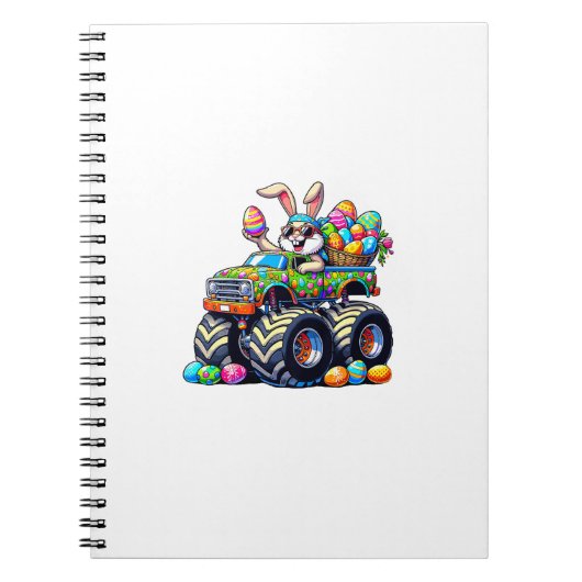 Easter Day Bunny Monster Truck Eggs Cool Rabbit T- ノートブック (正面)