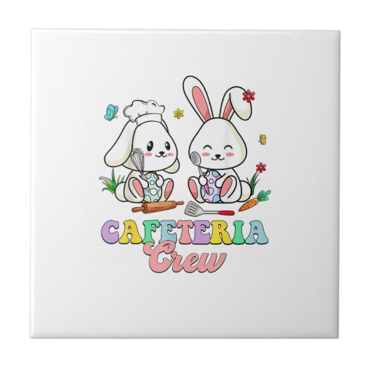 Easter Day Cafeteria Crew Lunch Lady School Cafete タイル (正面)