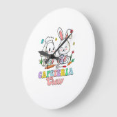 Easter Day Cafeteria Crew Lunch Lady School Cafete ラージ壁時計 (傾斜)