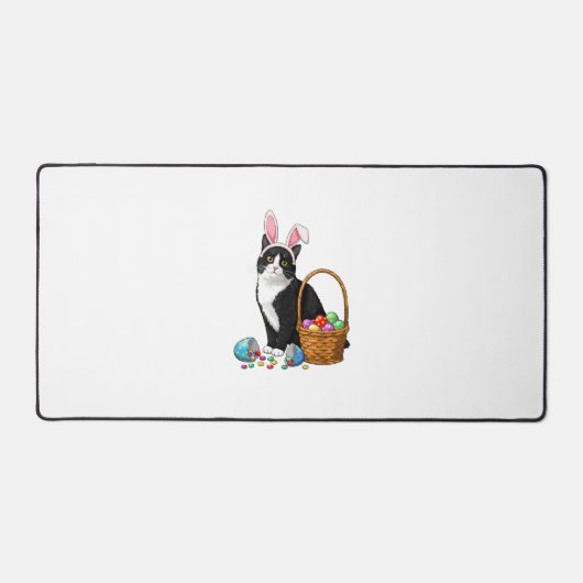 Easter Day Cat Bunny Ears Eggs Graphic Men Women K デスクマット (正面)