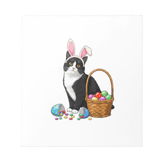 Easter Day Cat Bunny Ears Eggs Graphic Men Women K ノートパッド (正面)