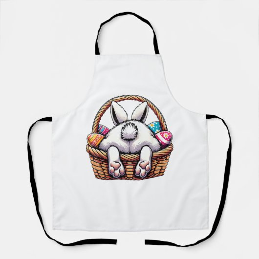 Easter Day Cute Bunny Basket Hunting Chocolate Egg エプロン (正面)