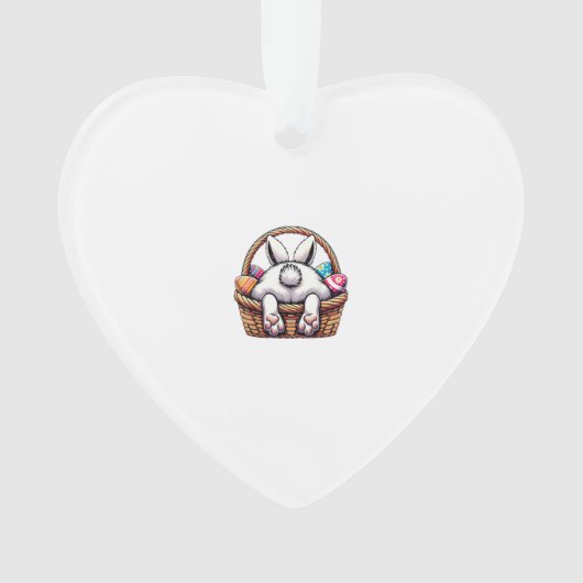 Easter Day Cute Bunny Basket Hunting Chocolate Egg オーナメント (正面)