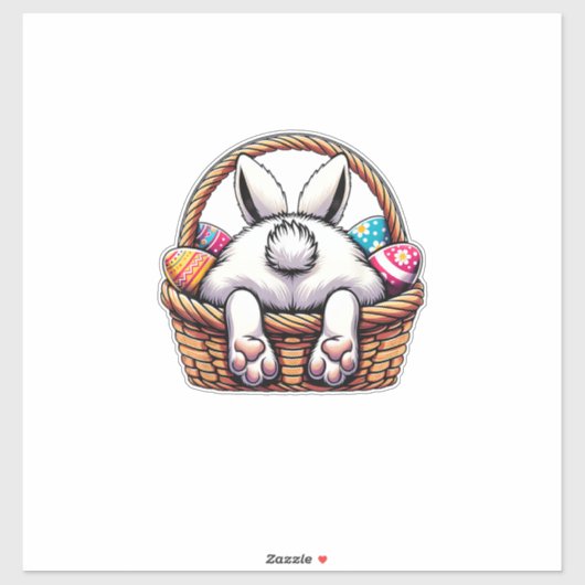 Easter Day Cute Bunny Basket Hunting Chocolate Egg シール (シート)