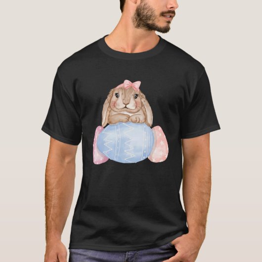 Easter day Cute Easter Bunny Holding Easter Eggs f Tシャツ (正面)