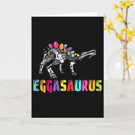 Easter Day Dino - Eggasaurus Stegosaurus Egg Dinos カード (黄色い花)