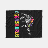 Easter Day Dino - Eggasaurus Stegosaurus Egg Dinos フリースブランケット (正面(横))