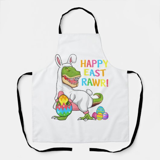 Easter Day Dinosaur Funny Happy Eastrawr T Rex Eas エプロン (正面)