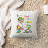 Easter Day Dinosaur Funny Happy Eastrawr T Rex Eas クッション (ブランケット)