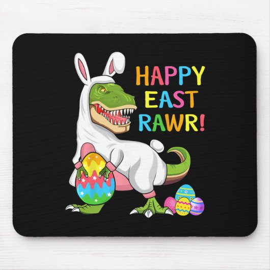 Easter Day Dinosaur Funny Happy Eastrawr T Rex Eas マウスパッド (正面)