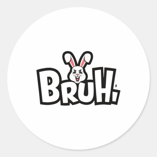 Easter Day Funny Angry Bunny ラウンドシール (正面)