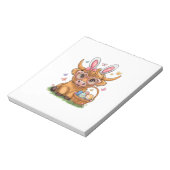 Easter Day Highland Cow Cute Easter Bunny Farmer W ノートパッド (回転)