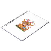 Easter Day Highland Cow Cute Easter Bunny Farmer W ノートブック (左側)