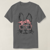Easter Day Leopard Bunny Glasses Eggs Cute Rabbit Tシャツ (デザイン正面)