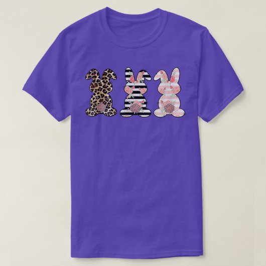 Easter Day Leopard Easter Bunny Rabbit Trio Cute Tシャツ (デザイン正面)