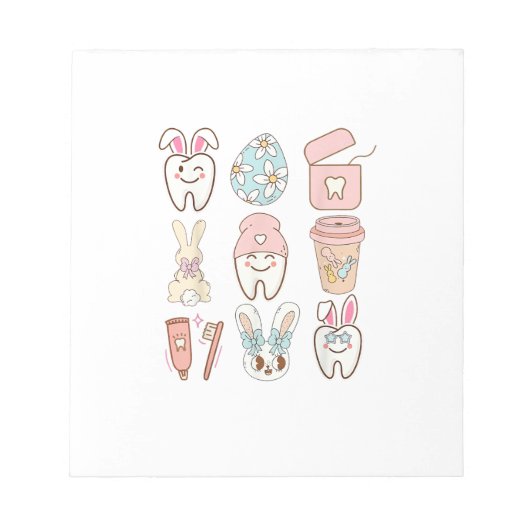 Easter Dental Assistant Tooth Bunny Dentist T-Shir ノートパッド (正面)
