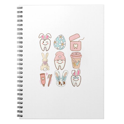 Easter Dental Assistant Tooth Bunny Dentist T-Shir ノートブック (正面)