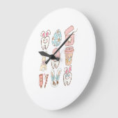 Easter Dental Assistant Tooth Bunny Dentist T-Shir ラージ壁時計 (傾斜)