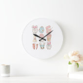Easter Dental Assistant Tooth Bunny Dentist T-Shir ラージ壁時計 (ホーム)