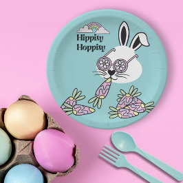 Easter Dessert Paper Plates – Retro Hippie Bunny  ペーパープレート