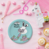 Easter Dessert Paper Plates – Retro Hippie Bunny  ペーパープレート (パーティー)