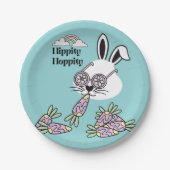 Easter Dessert Paper Plates – Retro Hippie Bunny  ペーパープレート (正面)
