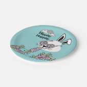 Easter Dessert Paper Plates – Retro Hippie Bunny  ペーパープレート (アングル)