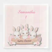 Easter Dinner Napkins - Kawaii Bunnies & Roses (正面)