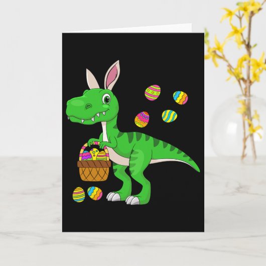 Easter Dinosaur Bunny Ears Easter Sket Stuffers Ki カード (黄色い花)