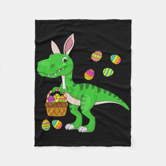 Easter Dinosaur Bunny Ears Easter Sket Stuffers Ki フリースブランケット (正面)