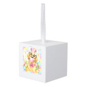 Easter Dog Bunny Ear Funny Golden Retriever Easter キューブオーナメント (裏面アングル)