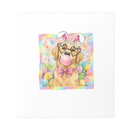 Easter Dog Bunny Ear Funny Golden Retriever Easter ノートパッド (正面)