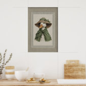 Easter Duck Portrait Art Print, Spring Sage Green ポスター (キッチン)