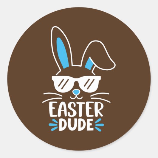 Easter Dude Bunny Sunglasses Easter Day For Boy ラウンドシール (正面)