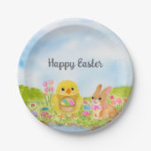  Easter Egg Brunch Chick Easter Bunny Party ペーパープレート (正面)