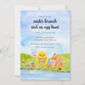  Easter Egg Brunch Chick Easter Bunny Party 招待状 (正面)