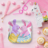 Easter Egg Bunnies | Pastel Watercolor ペーパープレート (パーティー)