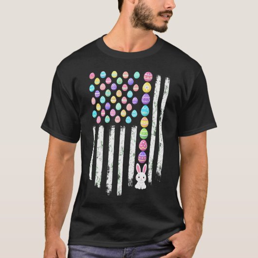Easter Egg Bunny American Flag Patriotic Tシャツ (正面)